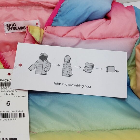 'EPIC THREADS' OMBRE 'PACKABLE PALS' WATER-RESISTANT PUFFER STYLE HOODED COAT - Picture 8 of 15